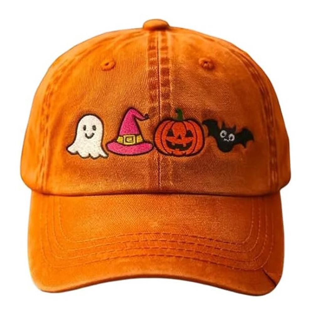 Halloween Ghost Hat for Women Men Halloween Pumpkin Embroidery Baseball Cap for Fishing Camping Picnic Beach Family Outings