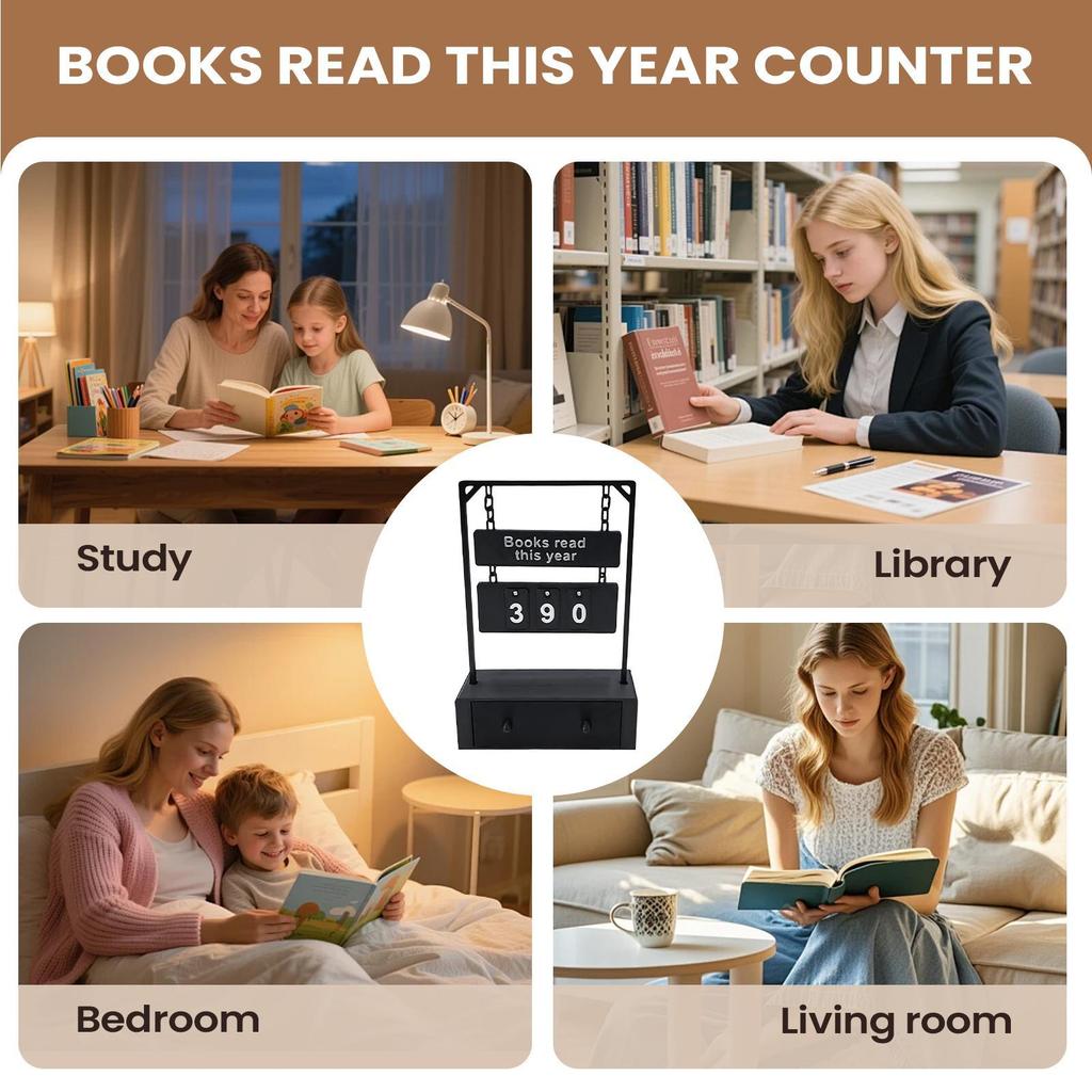 Счетчик прочитанных книг в этом году, дисплей для отслеживания цели, настольная табличка, мотивационный инструмент для детей и взрослых, книжный вызов, рождественские подарки