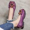 Fashion 2025 Soft Genuine Leather Flat Shoes Women Flats with Flowers Ladies Shoes Women Designers Loafers Slip On Hot Selling