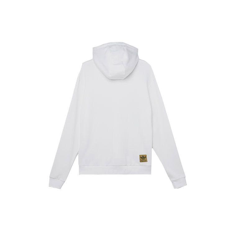 adidas Мужская толстовка с капюшоном Originals Trefoil Metallic Logo на шнурке, белая GT4359