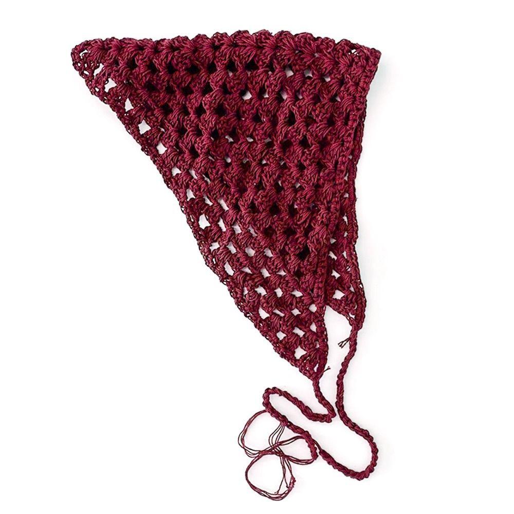 Пасторальный стиль Вязаный крючком треугольный платок на голову Многоцветный треугольный тюрбан Шарф Повязка для волос Женщины Девушки