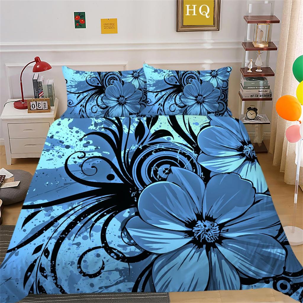 3D Цветочный комплект постельного белья «Морской цветок» Серия «Цветок» Одеяло и наволочка 2/3 шт. AU180 * 210 Полный размер Мягкие и легко чистящиеся украшения для дома