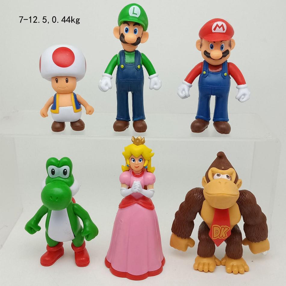 5-18 шт./комплект Фигурки Действия Игрушки Куклы Модель Набор Super Mario Bros ПВХ Луиджи Йоши Донки Конг Гриб Праздничные Подарки