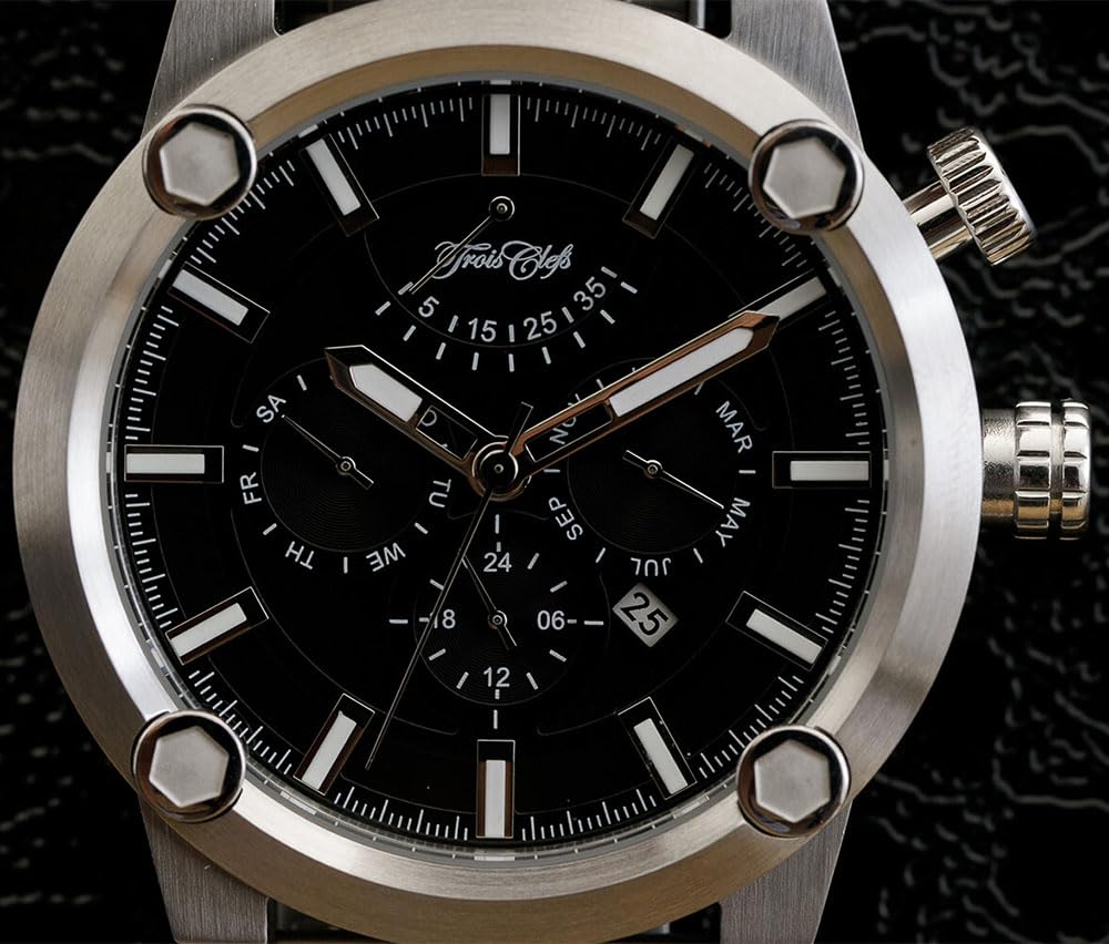 Trois Clefs механический автоматический ручной завод аналоговый японский механизм запас хода календарь нержавеющая сталь ремешок водонепроницаемый 10 АТМ кожа