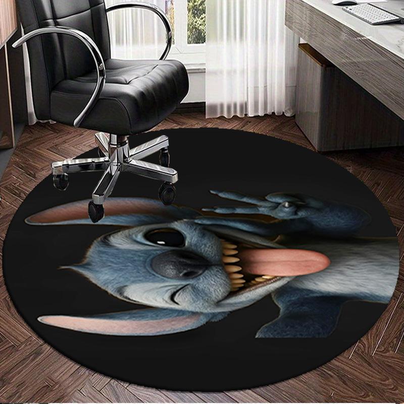 1PC Energetic Alien Character Round Rug, Non-slip Chair Mat, Home Decor, Circle Carpet Perfect for Office, Bedroom, Living Room,Christmas gift