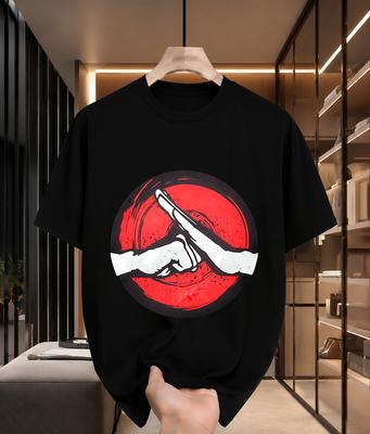 2026 New 100 Cotton Tshirt Vintage Red Circle Handshake Distressed Street Graphic Unisex Tee Casual Short Sleeve