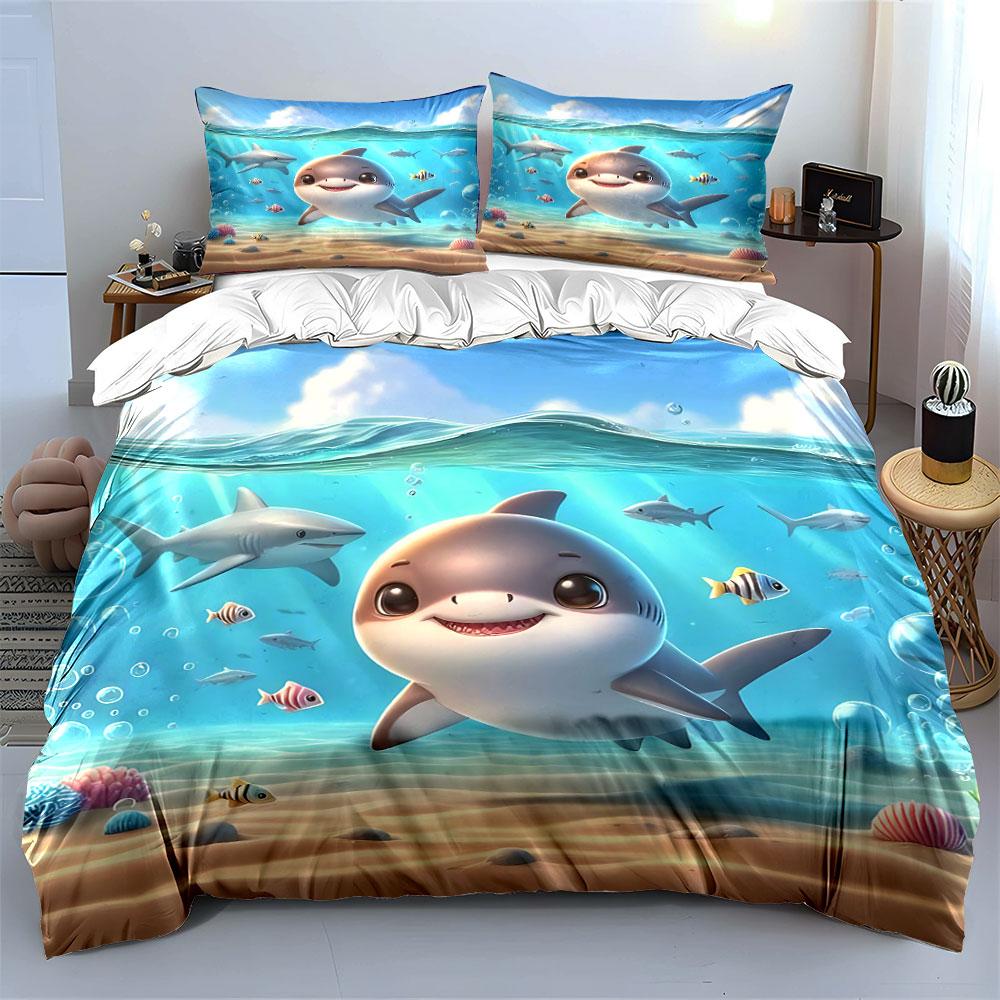 Smiling ocean friends splash. Bedding sets Duvet covers Pillowcases(1* Duvet Cover 2* Pillowcases without duvet insert)
