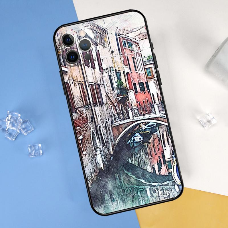 Путешествие Италия Улица Венеция Чехол для телефона Для iPhone 16 Pro Max 16e 12 13 Mini 11 14 15 Pro Max XR 15 16 Plus Защитный корпус