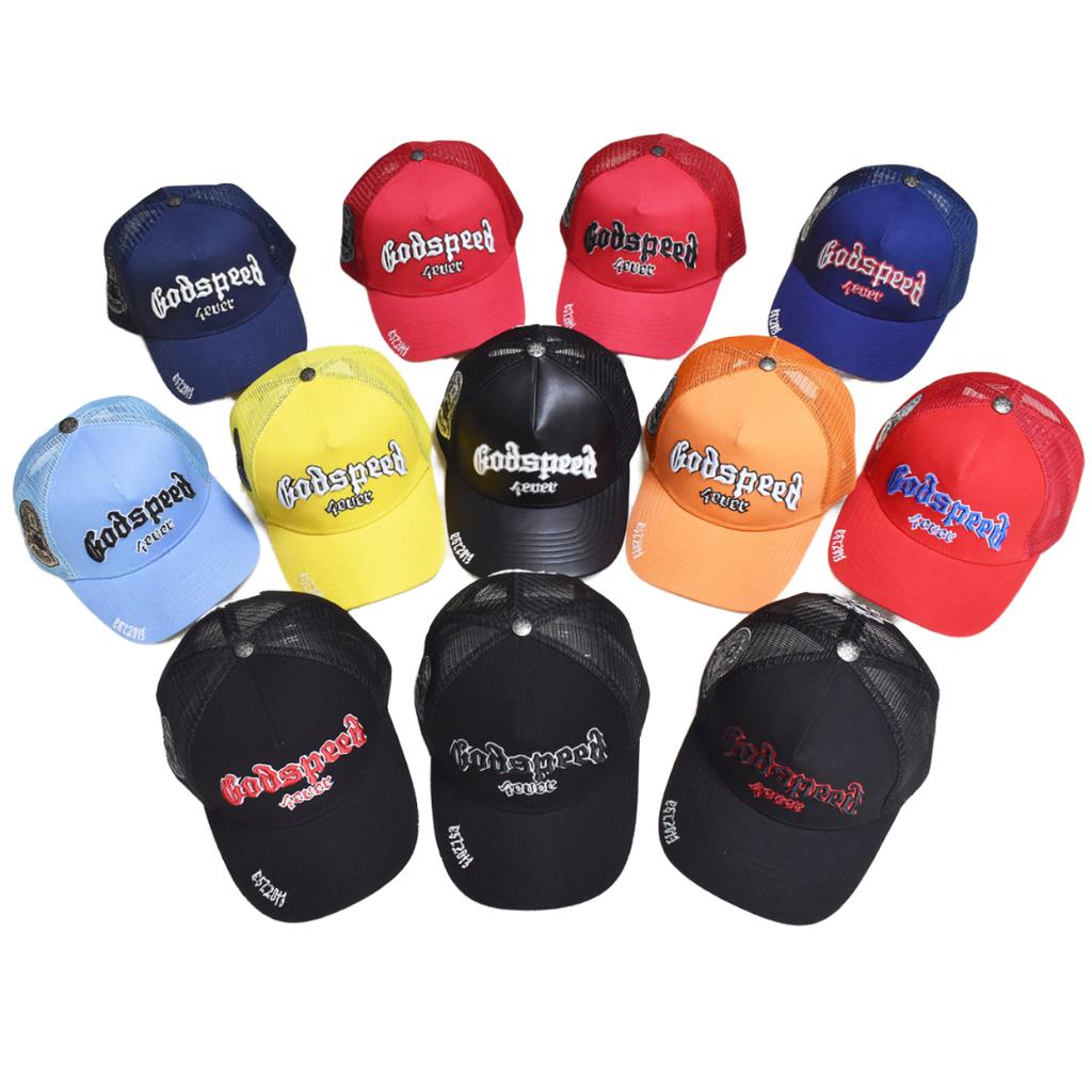 GOD Sun Hat American Trend 5-Panel 3D Embroidered Baseball Cap Metal Buckle Common Polyester/Cotton Unisex Trucker Hat