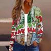 Women's Fashion Christmas Print Casual Zip-Up Long-Sleeved Hooded Jacket