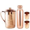Copper Water Bottle and Jug Combo Set - 1000 Ml Bottle, 2000 Ml Jug, 2 Glasses - Brown