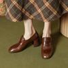 Базовые туфли-лодочки в стиле ретро для женщин, весна-лето, круглый носок, толстый каблук, женские туфли-лодочки из натуральной кожи для работы, для зрелых офисных леди 2024