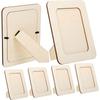 6pcs Wooden Picture Frames for Crafts, Photos Standing Postcard Picture Frame Set Unfinished DIY Keepsake Kit Decoratable Coards for Wedding Birthday