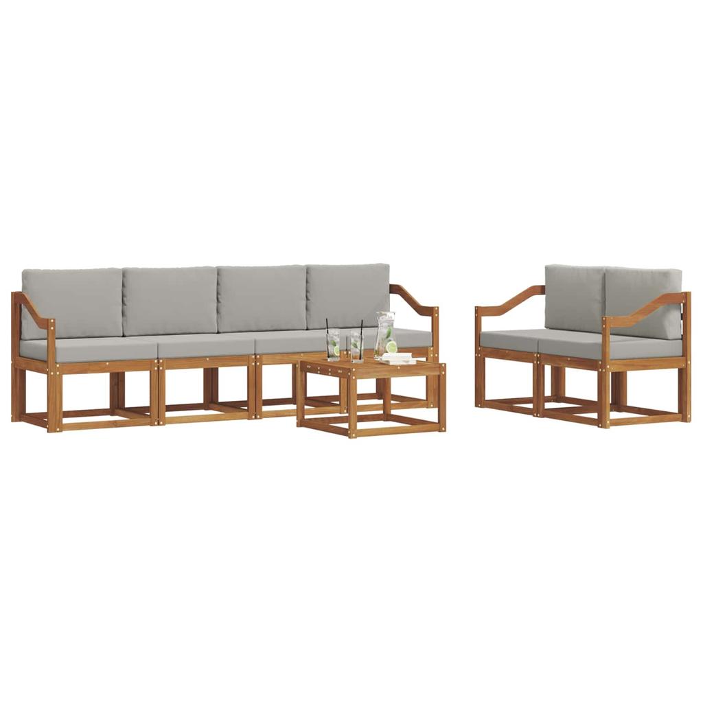 Outdoor Sofa Set with Cushions 7 pcs Natural and Light Grey