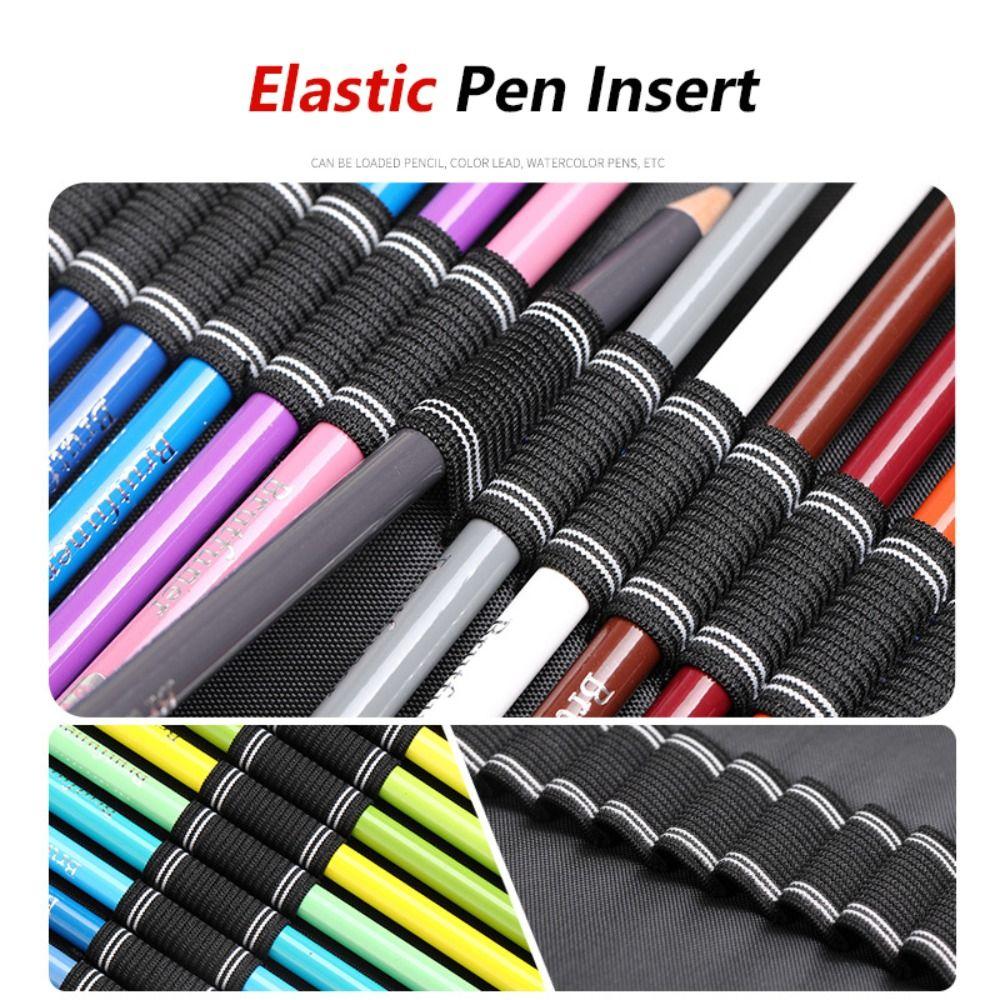 36/48/72 Holes Pen Curtain Black Oxford Painting Pencil Organizer Pencil Bag  Art Supplies