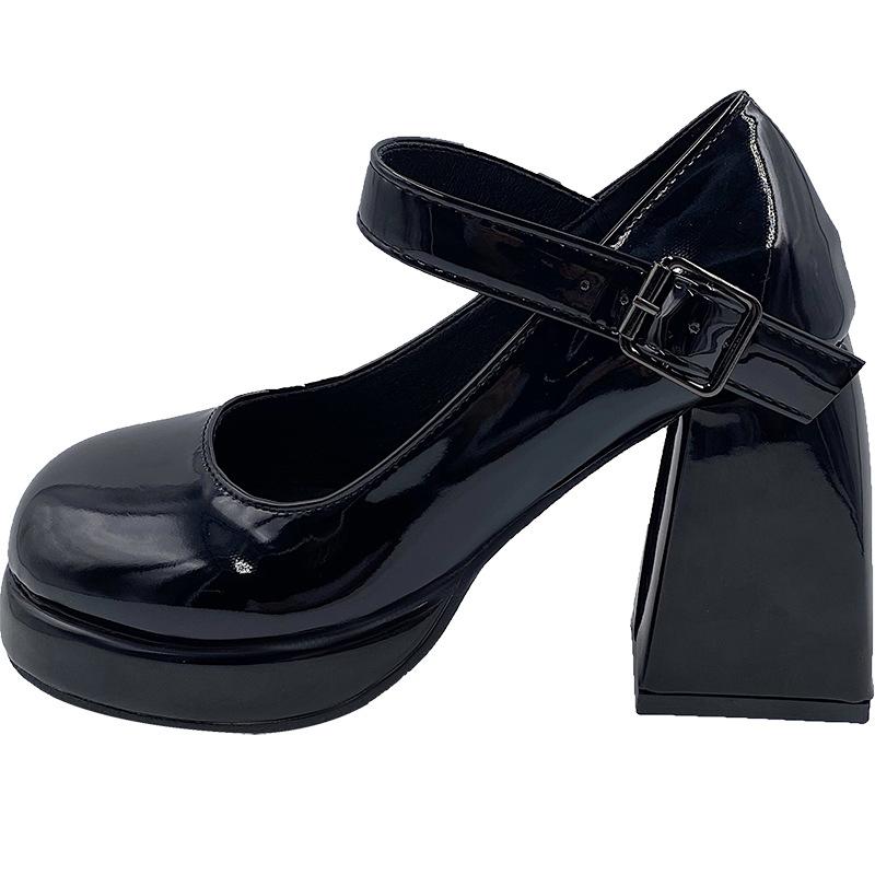 Французский темперамент толстый каблук ретро одинарные туфли женские 2025 лето новые неглубокие горлышки универсальные туфли Мэри Джейн на высоком каблуке ins tide