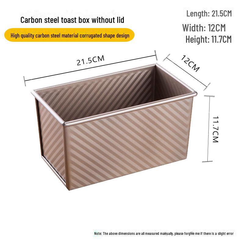 Золотистая гофрированная коробка для тостов с крышкой - 450 г. Форма для выпечки хлеба с антипригарным покрытием