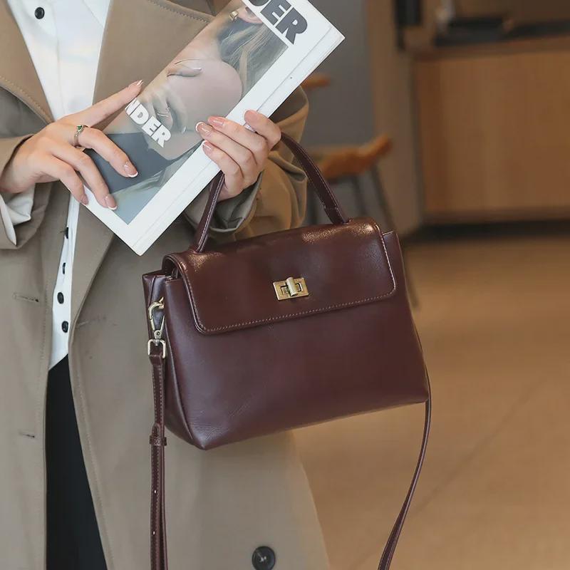 Genuine Leather Women's Messenger Bag - 2024 Autumn/Winter High-Quality, Fashionable, Versatile Shoulder Handbag
