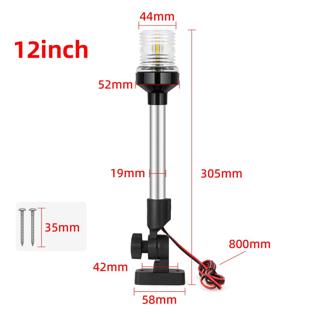 12-дюймовый светодиодный навигационный фонарь для лодки 12 ~ 24 В, водонепроницаемый, складной, парусный, сигнальный фонарь, морская яхта, предупреждающий, якорный столб, боковые огни