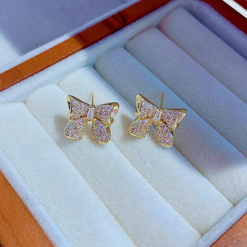 Exquisite S925 Sterling Silver Christmas Bell Bow Earrings