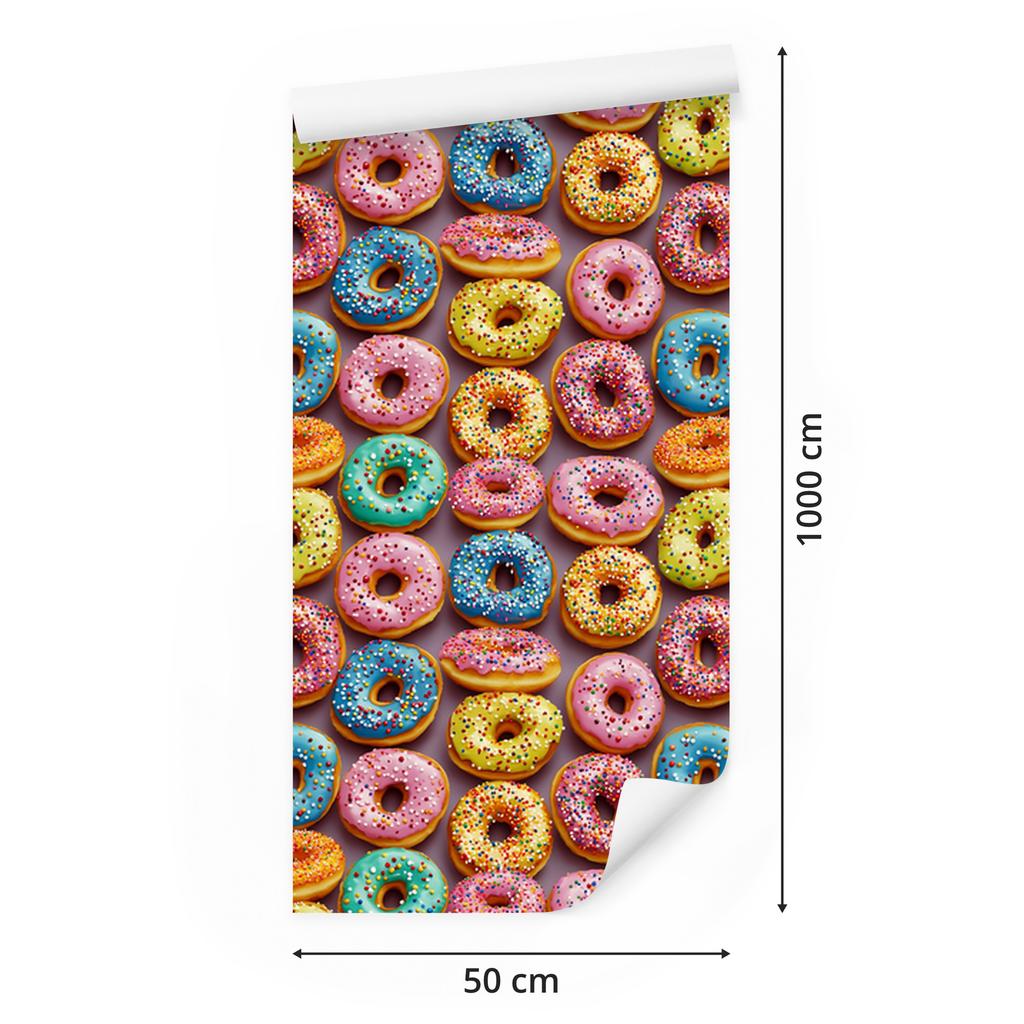 Wallpaper Colorful Donuts Red, Gold and Orange 50x1000