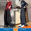 Large Pocket Cargo Pants for Men, Autumn Style, Black, Extended Length, Tall Men's Pants, Casual Straight-Leg Sweatpants