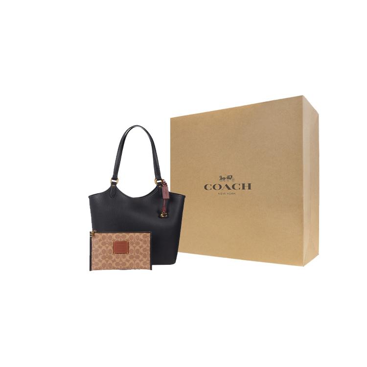 COACH Day Leather Combo Bag, Tote Bag, Shopping Bag, Shoulder Bag Large Womens Black