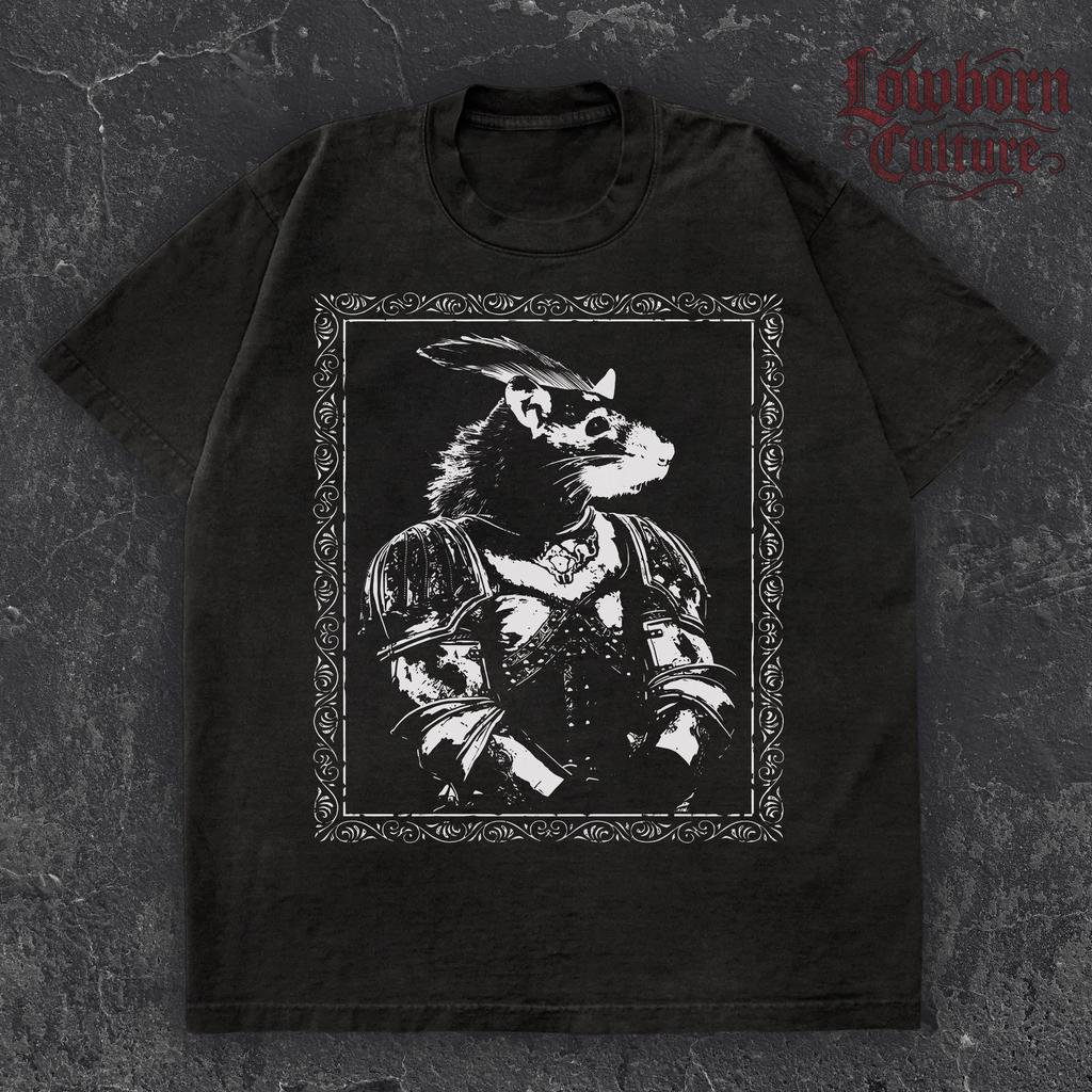 Medieval Rabbit Knight T-Shirt: Renaissance Gothic Animal Art