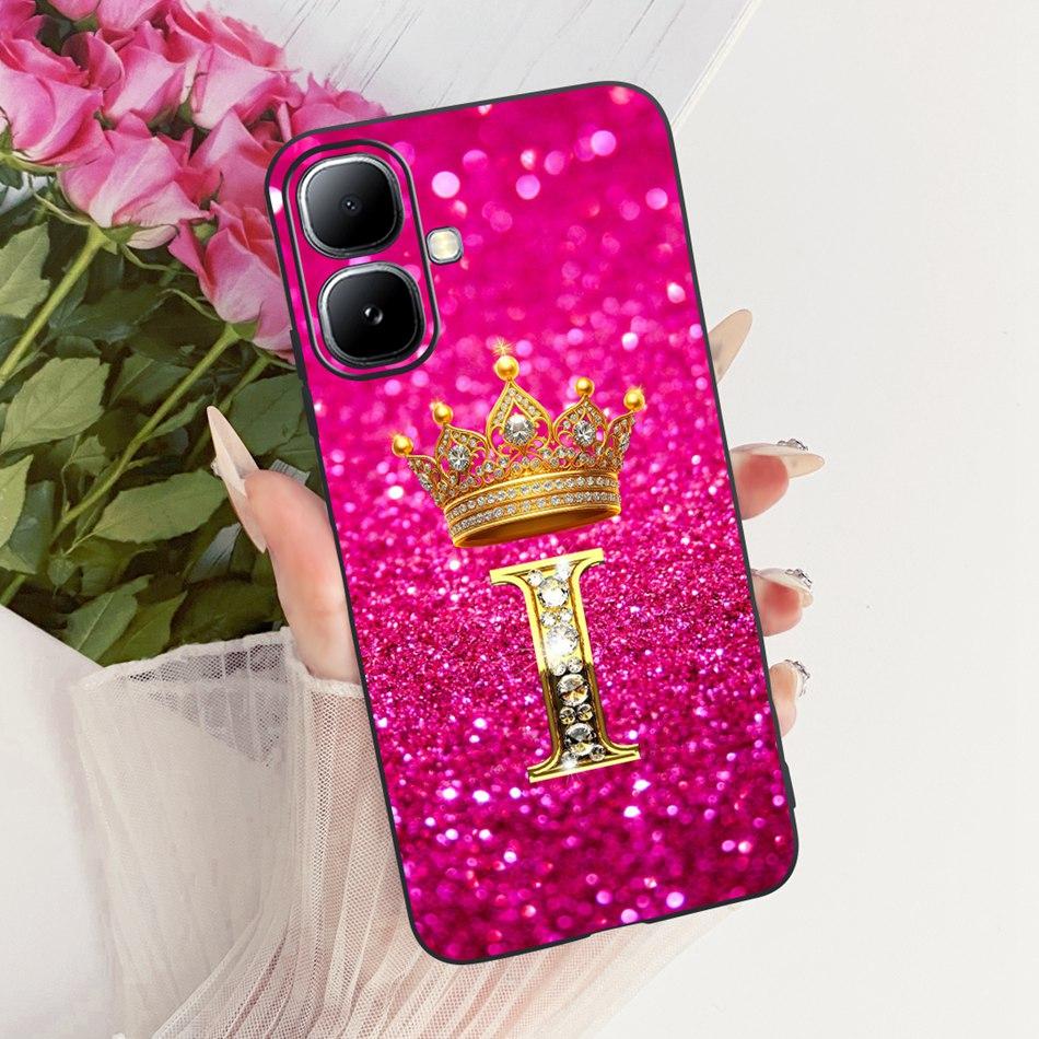 Для Infinix Smart 20 X6840 X6840B Чехол-бампер с буквой 'Crown' Для Infinix Smart20 Черный Силиконовый Мягкие Чехлы
