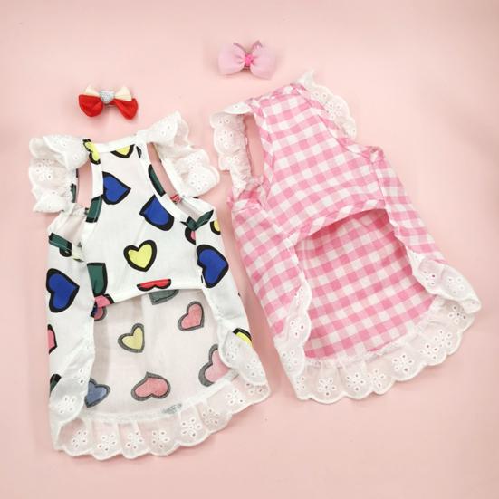 Платье для домашних животных, мягкое кружево, модный принт, удобная тонкая опора для фотографий, хлопковое платье для собак с головным убором, летняя поставка