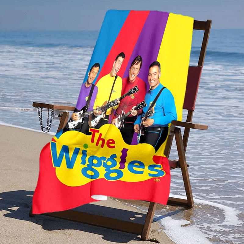 Пляжное полотенце с рисунком The Wiggles - мягкое, впитывающее, быстросохнущее, можно стирать в машине - идеально для плавания, кемпинга, купания