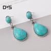 Bohemian Retro Turquoise Tear Drop Pendant Earrings Women Geometric Dangle Earrings National Style Pendant Jewelry Gifts