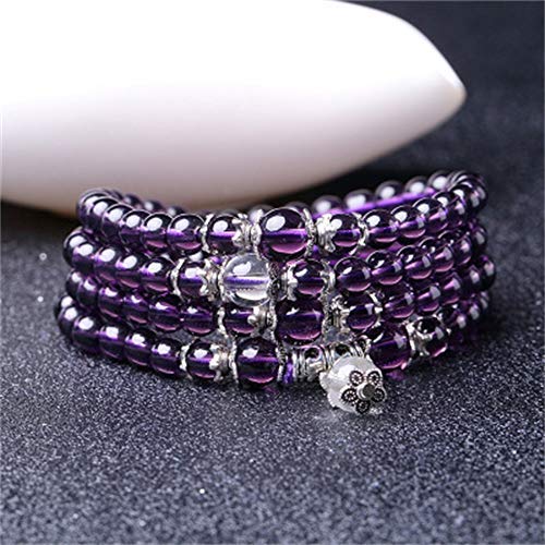 Браслет из аметиста Gebosi, камень февраля, удачный союз, бусина-хранитель, амулет удачи, камень силы, браслет из натурального камня с аметистом 6 мм