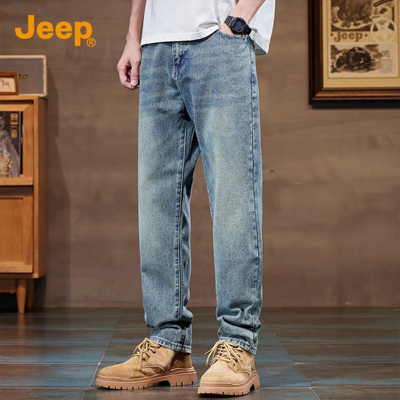Jeep Мужские свободные прямые джинсы