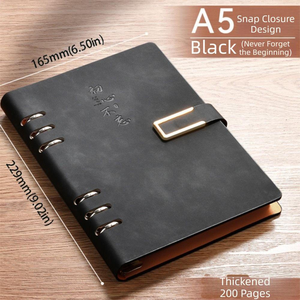 100 Sheets Loose Leaf Notebook 200 Pages Refillable Notebook Retro PU Hardcover Notebook School