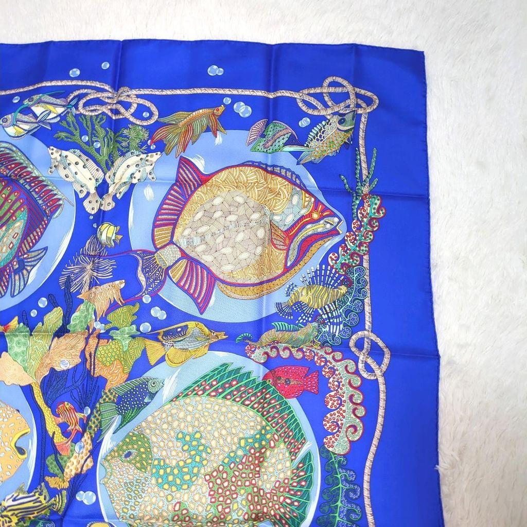 Used Undersea worldHERMES Hermes Scarf 90 Grs Fonds Scarf
