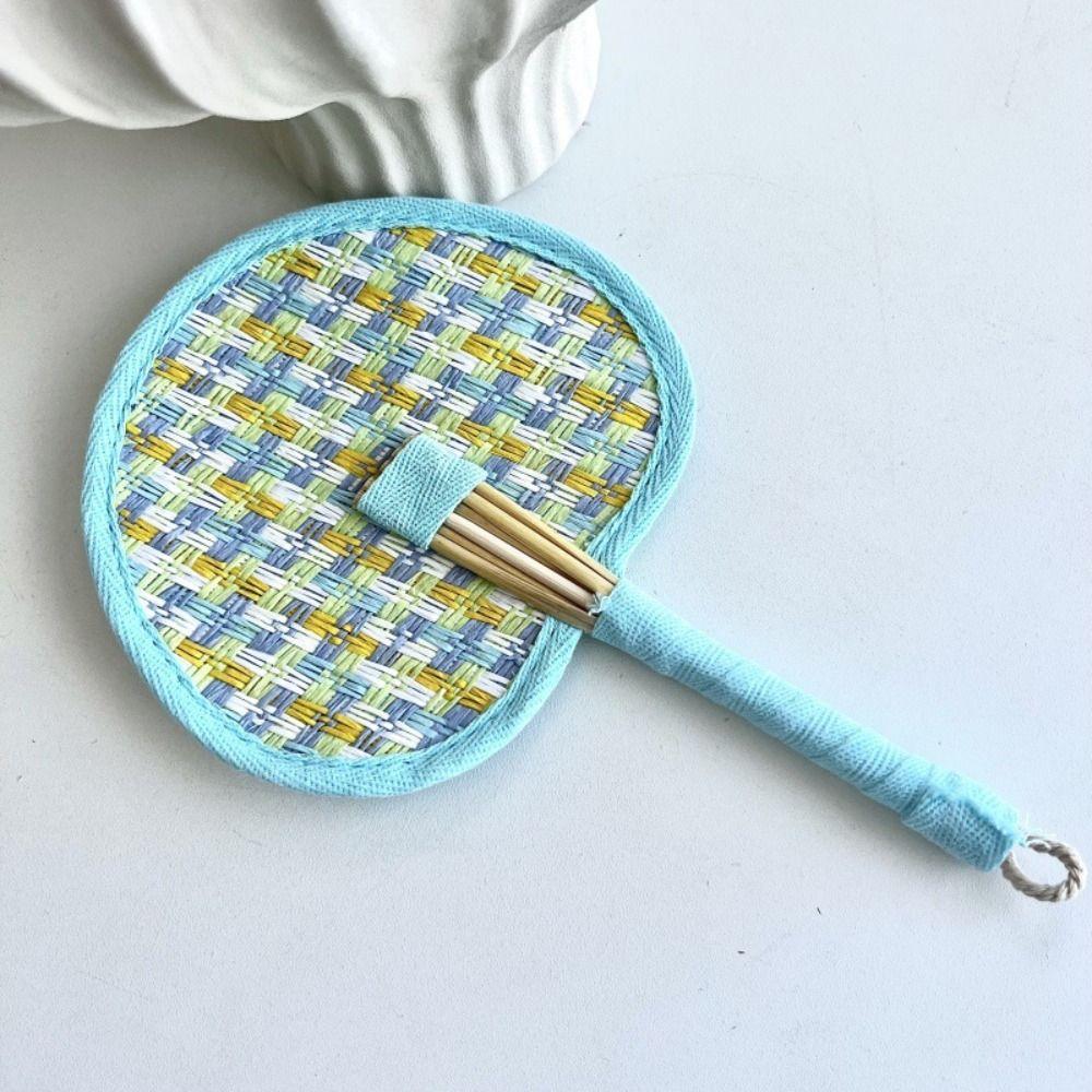 Colourful Weaving Fan Hand-cranked Craft Fan Portable Handheld Fan Home Decor