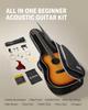 Donner Acoustic Guitar Beginner Set Spruce Top 41 Inch Folk Guitar Dreadnought Right Handed Soft Case Tuner Included Sunburst DAG-1