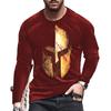Retro Spartan Helmet 3D Print Autumn Men's T-shirts Round Neck Long Sleeve Casual T-shirts