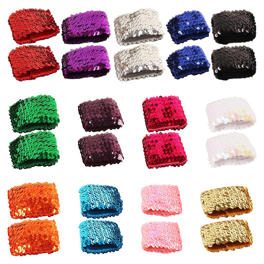 Fashion Sparkling Sequins Cuffs Elastic Arm Sleeves for Women and Girls Various Party Costume Decorative Oversleeves