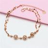 Simple and Shiny Round Beads Chain Bracelet for Women Copper Plated Rose Gold New In Bangles Party Zircon Gift