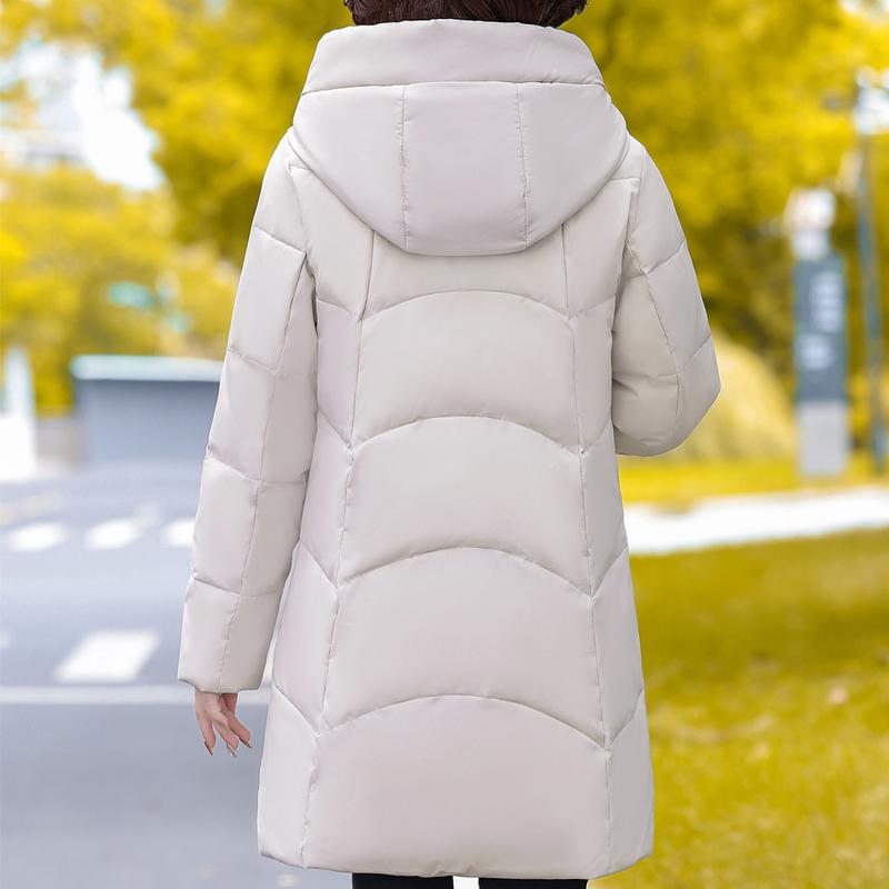 Plus Size Middle Age Women's Long Down Coats Winter Vintage Parkas Hooded Elegant Thick Warm Puffer Jackets Woman Outerwears
