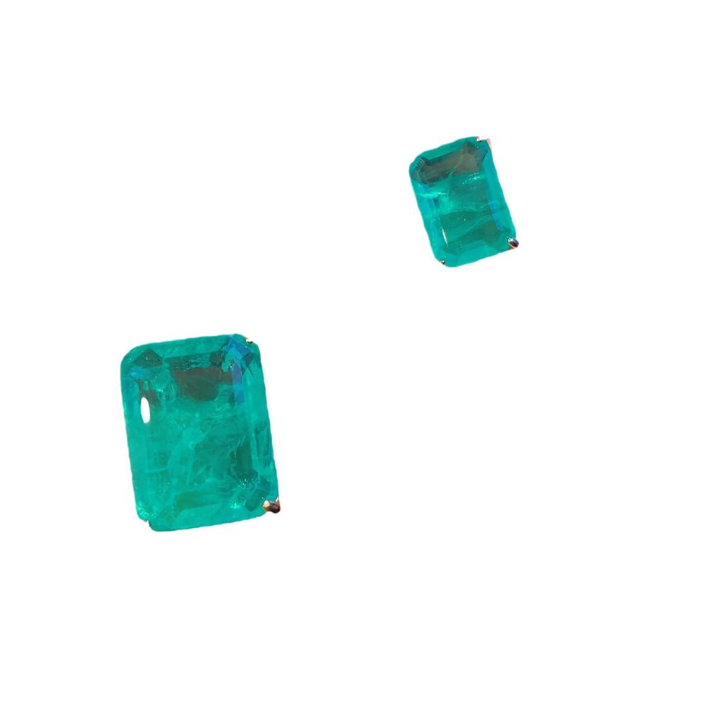 Трансграничная прямая трансляция в TikTok Изумрудно-циркониевое колье Серьги Палаиба Зеленый Свет Прямоугольный кулон