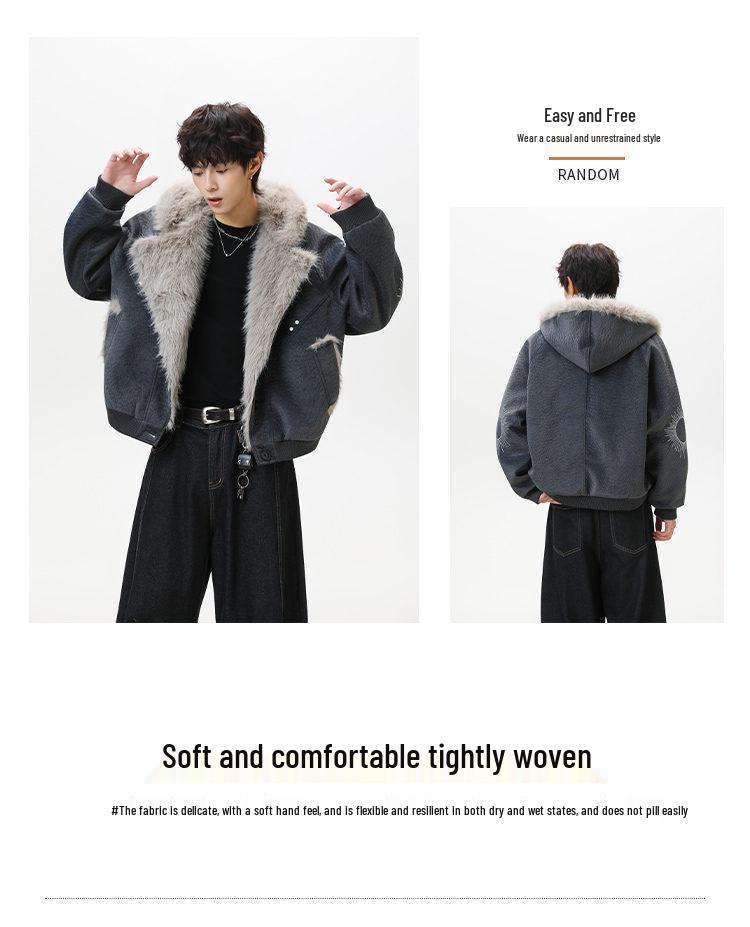 Мужская модная зимняя куртка из ПУ-кожи и хлопка с изображением горного орла - Толстая, теплая верхняя одежда для пар