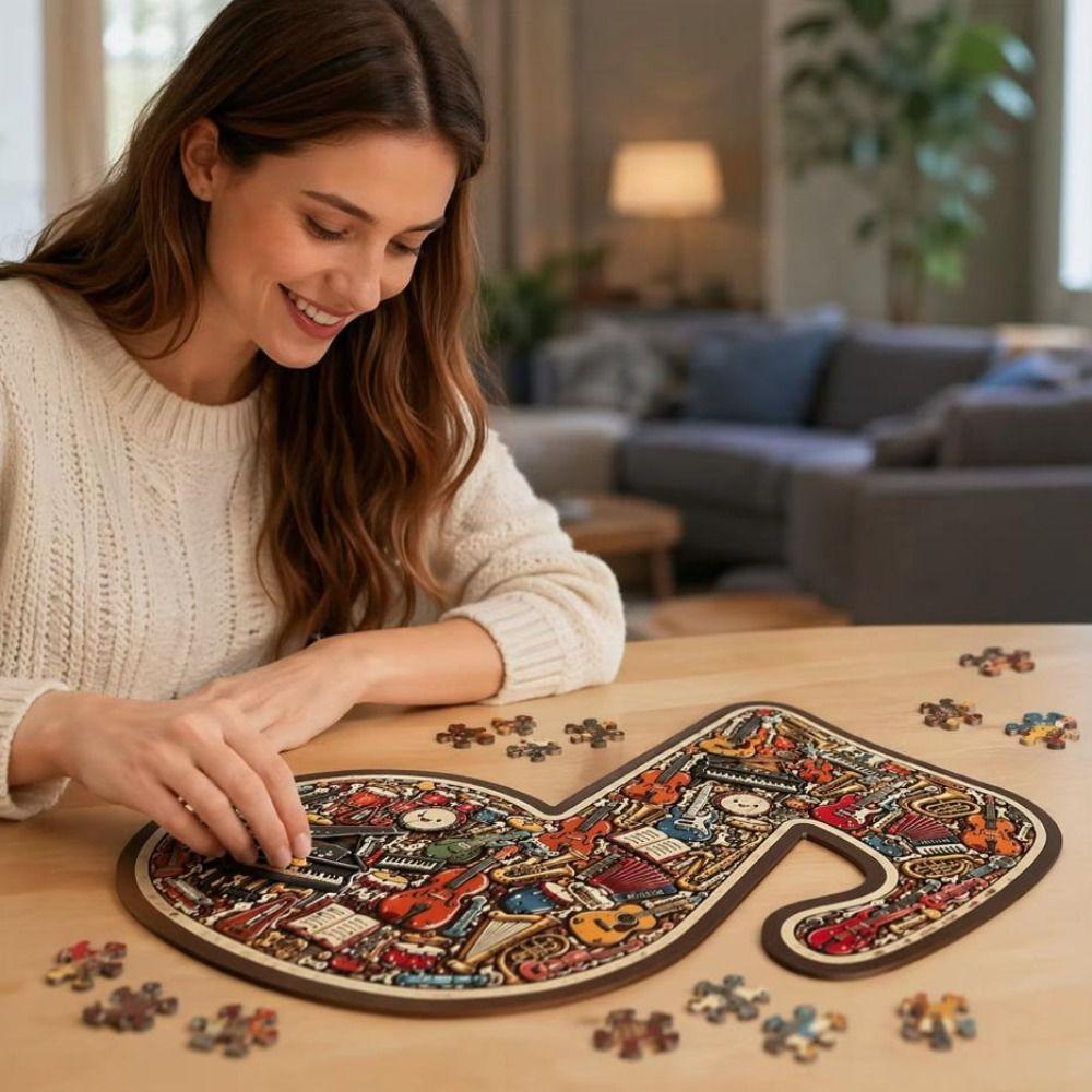 Irregular Shape Music Note Puzzle Musical Note Shaped Musical Instrument Puzzle For Adults