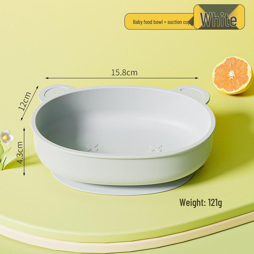 Silicone Baby Bowl with Lid, Food-Grade Suction Cup, Anti-Fall, Little Bear Design