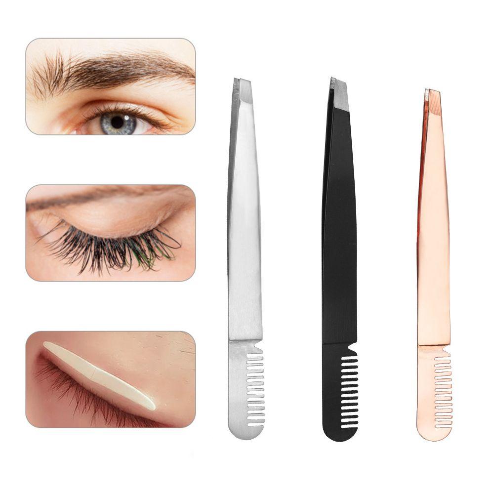 Eyelid Stickers Pliers Nail Rhinestones Picker Eyelashes Extension Clip Eyebrow Tweezers with Comb