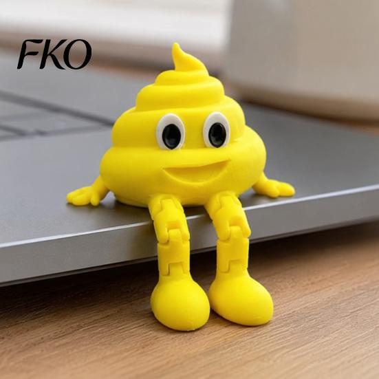 Weird Gag Gift 3D Poop Statue Printed Figurines with Articulated Legs, Cute Desk Shelf Sitter Turd Miniature Toy Statues, Movable Joints Fidgety