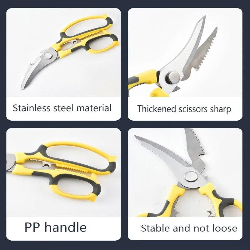 Многофункциональные кухонные ножницы, куриные кости, кухонные ножницы из нержавеющей стали, ножницы для рыбы, весы, открывалка для пива, уличные ножницы