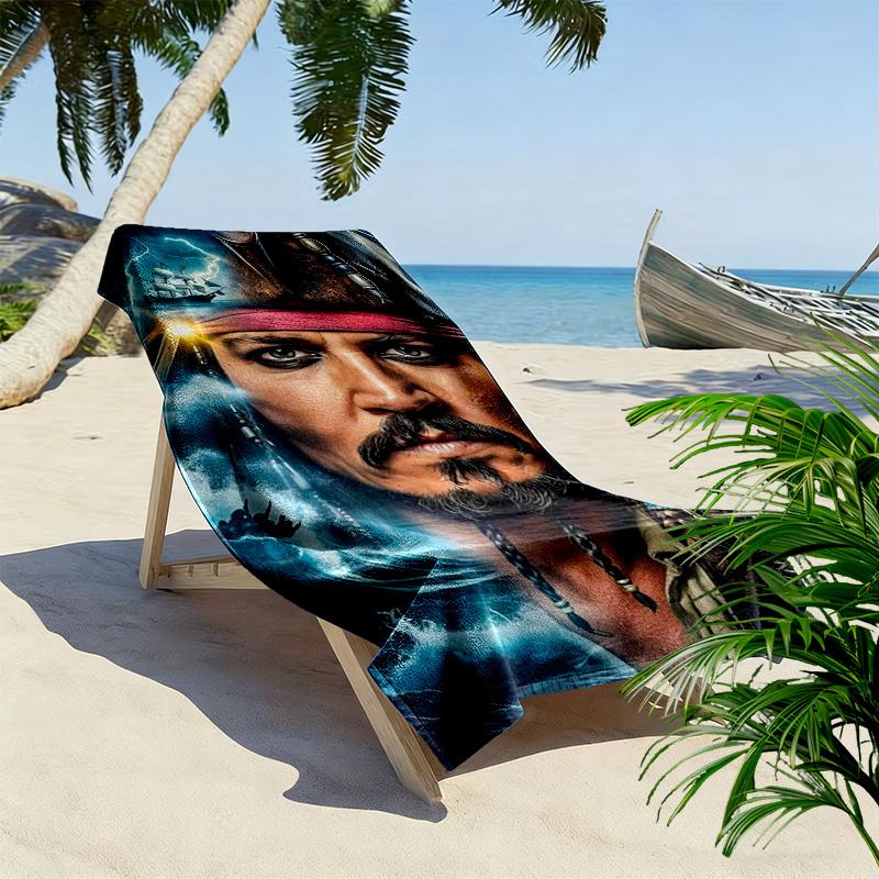 Captain Jack Print Beach Towel, Large Soft Quick Dry Towel for Beach Camping Swimming